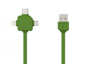 Allocacoc USBcable 3 in 1 (Usb C/Micro/Lightning); GREEN