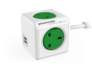 Allocacoc PowerCube Extended USB UK; GREEN