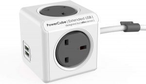 Allocacoc PowerCube Extended USB UK; GREY