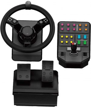 Logitech G Saitek Farm Heavy Equipment Bundle - Simulation Wheel, Pedals and Side Panel Control Deck