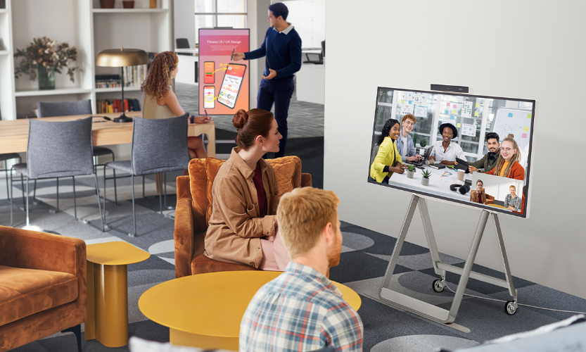 A portable LG signage screen displaying at per usage in Bahrain by Nexcel Computer Solution