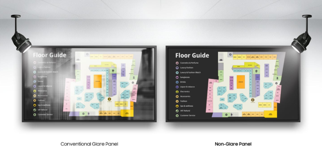 A smart signage display screen on wall to compare screen quality in Bahrain