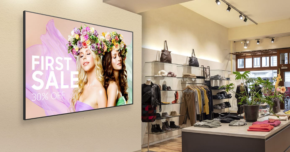 Displaying brand promotions in retail store on smart digital signage display solution in Bahrain